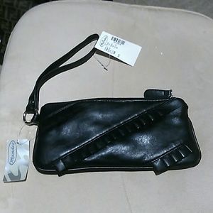 Black zippered clutch bag